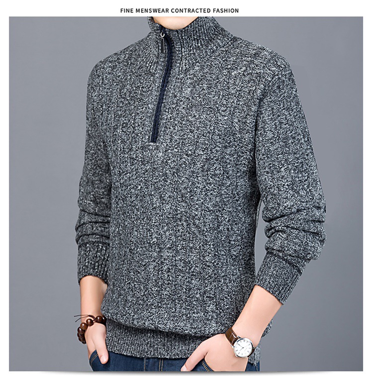 Men’s Winter Turtleneck Sweater with Zipper